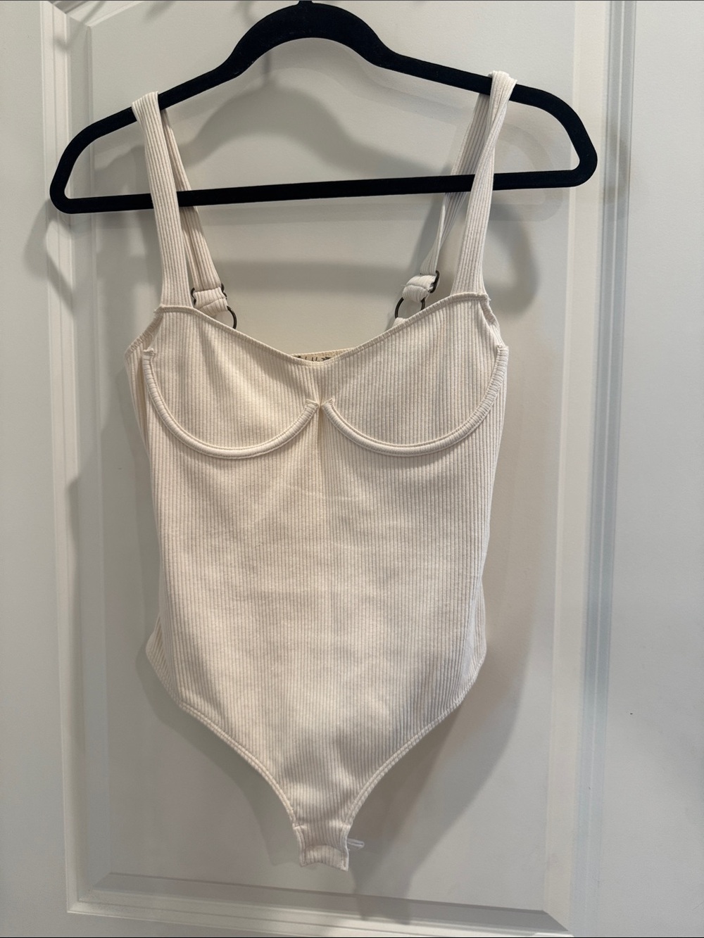 Free People Ribbed Ivory Underwire Bodysuit